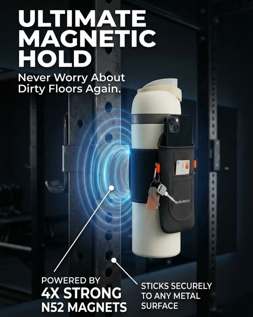 Magnetic Water Bottle Sleeve & Large Phone Holder