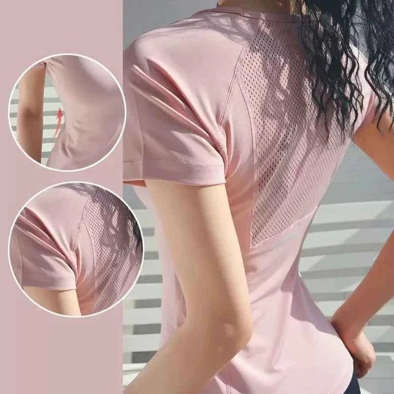 Quick-Dry Mesh Yoga T-Shirt